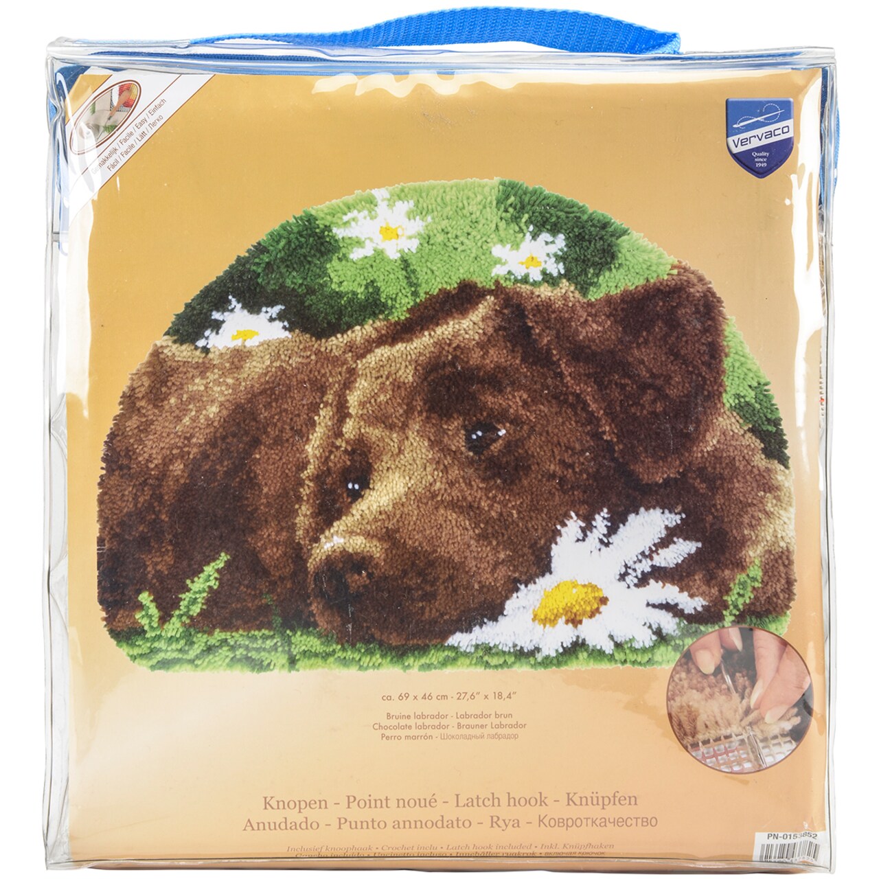 Vervaco Shaped Rug Latch Hook Kit 27.5"X18.5"-Chocolate Labrador